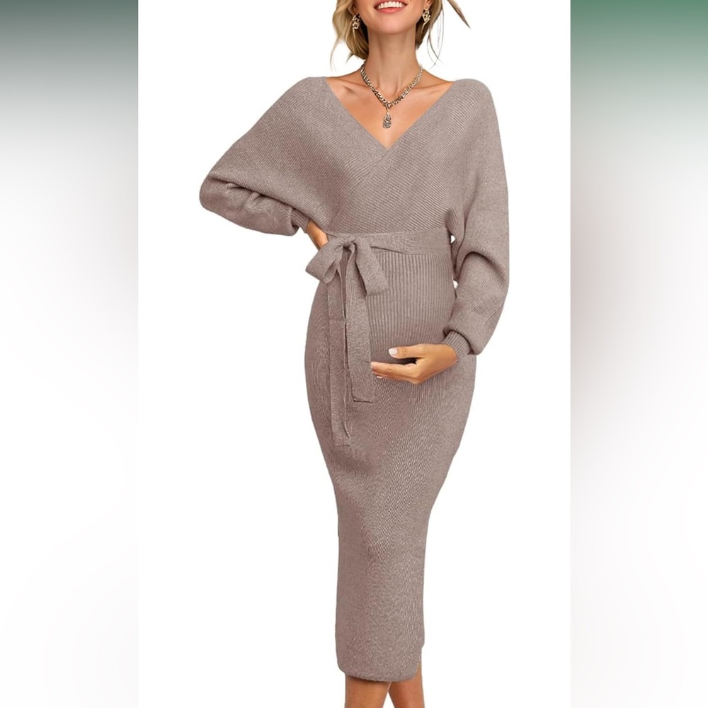 Knit Maternity Dress with Bow